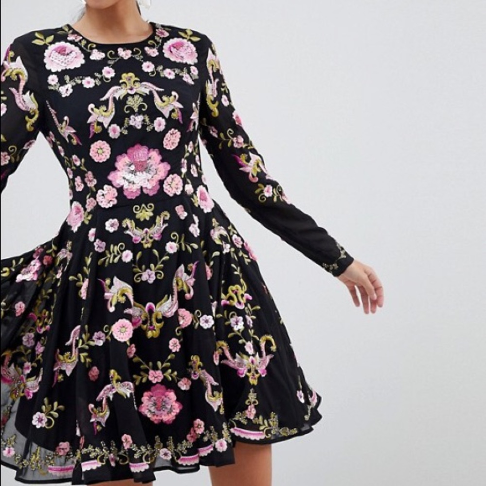 ASOS Black Floral Mini Dress